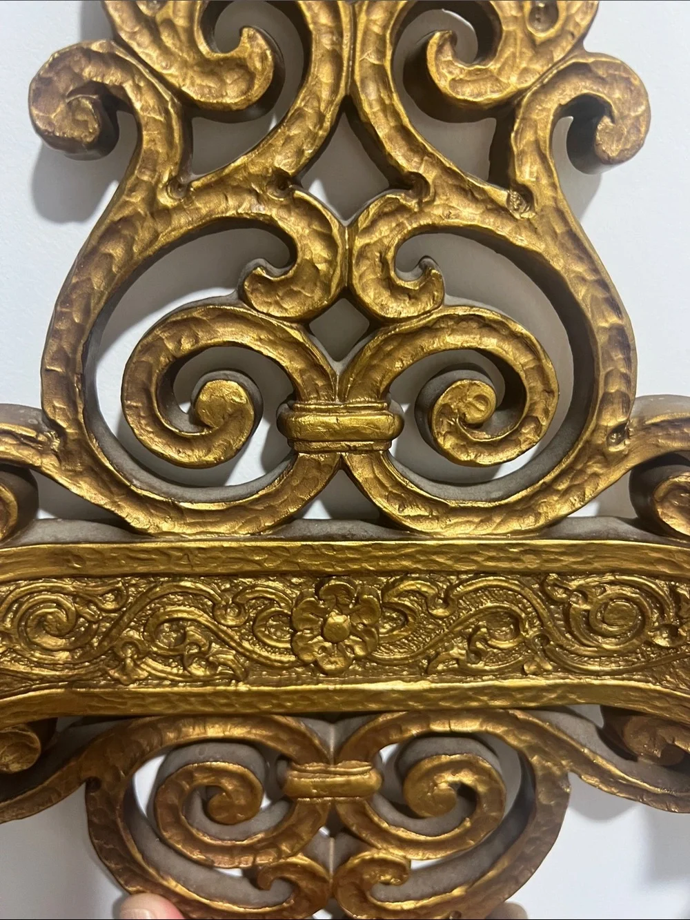 Vintage Mid-Century Dart Hard Plastic Ornate Gold Wall Candle Sconce
